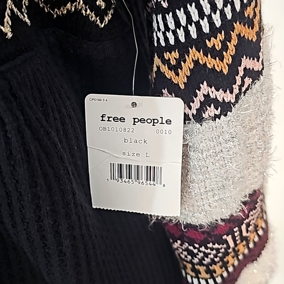 Nwt Free People Cozy Cabin Jumper Blk Lg - Picture 9 of 9